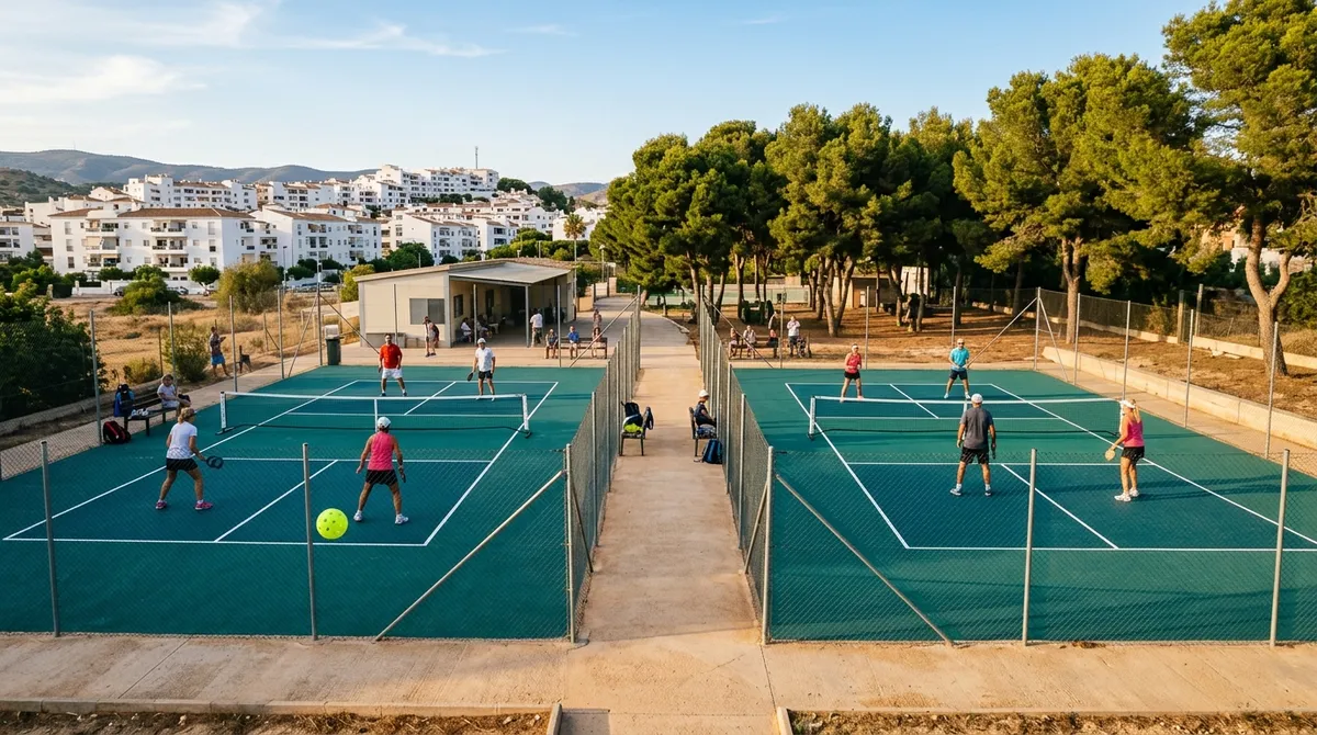Pistas de pickleball exteriores en un polideportivo municipal español